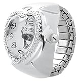 Taschen-Finger-Ring-Uhr - SODIAL(R) Silber-Ton Quarz Herz Taschen-Finger-Ring-U