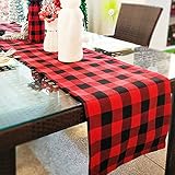 Cratone Weihnachten Tischläufer Weihnachten Tischdecke Abwaschbar Esstisch Läufer Plaid Design lang Weihnachtstischdecke Weihnachtsläufer für Tisch Esstische Dekoration (183 * 37cm)
