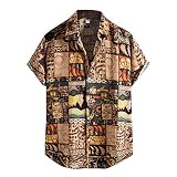 Hemd Slim Fit Herren Bügelfrei, Sommer Oberteil Lockere Passform Sportshirt Leinen Hemd Hawaiihemd Classic Urlaub Freizeithemd Mit Knöpfe Sweatshirt Pullover Sommertop Lässiger Kurzarmshirt T