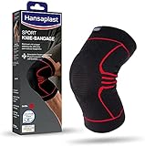 Hansaplast Sport Knie-Bandage, Kniebandage stabilisiert und unterstützt das Gelenk, Bandage mit Patella-Einlage hilft die Kniescheibe zu entlasten, Größe L/XL