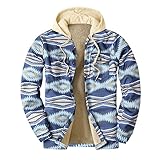 Hekbaep Herren Blau Plaid Dicker Winterjacke Holzfällerhemd Kapuzenpullover Mit Revers Loser Pullover Flanellhemd Große Größe Hoodie Diamantmuster Hemd Mit Tasche Lässige Warme Jacke (Blau, XL)