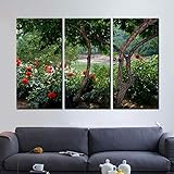 IKLOP 3 Teilig Leinwand Bild Leinwandbilder XXL 3 Teilig 3 teilig leinwand wanddeko Baum Rattan Neu Leinwand Bild Format Wandbilder Wohnzimmer Wohnung Dek