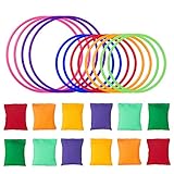 LIHAO 24 Stück Party Wurfspiele Bohnensäckchen Ringen Spiel Sitzsack Werfen Bunt für Kinder Erw