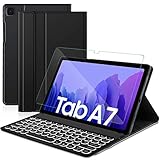 Sross-TEC Tastatur für Samsung Galaxy TAB A7, Samsung Galaxy TAB A7 10,4' 2020 Tastatur, Kabellose Bluetooth QWERTZ Samsung Galaxy TAB A7 10.4 Zoll 2020 Tastatur mit Panzerglas, Schw