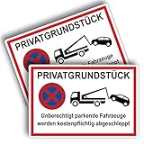 2 Stück Privatgrundstück Schild unberechtigte parkende Fahrzeuge werden kostenpflichtig abgeschleppt 20 x 30 cm aus stabiler PVC Hartschaumplatte 3mm mit UV-Schutz von STROBO