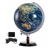 Globus 12'Große Weltkugel Desktop Education Globes Of Earth Geographic Erde Globen Für Kinder &Erwachsene LED Leuchtet Globus Geografische Globen (Color : 12in with wooden base)