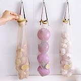 Shunfaji 3 Stück Netz Einkaufstasche Wiederverwendbare Netzschnur Einkaufstasche, Verlängert Tragbare Netz Beutel mit Griff Obst und Gemüse Netz Taschen für Knoblauch Zwiebel (A)