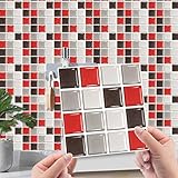 lilizhang 3D-Mosaik Peel and Stick Tile Backsplash 10 Blatt Selbstklebende Fliesenaufkleber for Küche Badezimmer Wohnzimmer Schlafzimmer Treppe Arbeitsplatte, Marmor 3,94 x 3,94 Zoll (10 x 10 cm)