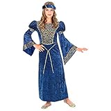 Widmann 07326 - Kinderkostüm Renaissance, Kleid und Kopfschmuck, Prinzessin, Königin, Burgfräulein, Karneval, Fasching, Mottoparty