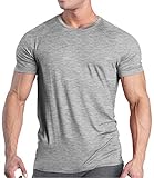 COOFANDY Herren Sport T-Shirt Baumwolle Schnelltrocknend Kurzarm T-Shirt Laufen Freizeithemd für Workout Jogging Fitness,Grau,M