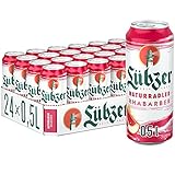 Lübzer Naturradler Rhabarber, Radler Dose (24 x 0,5 L), Dosenbier Biermischgetränk - Alster - B