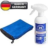HANSING&CO Auto Innenreiniger & Außenreiniger + Mikrofasertuch XXL 90x60 cm | 500 ML Reinigen Pflegen Versiegeln | Sitze Felgen Glas | Lack Kunststoff Alu & Chromflächen im Inneren & Äuß