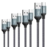 USB Typ C Kabel, ZIIXII [4Pack 0.5M 1M 2M 3M] Nylon USB C Ladekabel und Datenkabel 3A Schnellladekabel Fast Charge Sync Kompatibel für Samsung Galaxy S10/S9/S8, LG G6 V20, Huawei, Google, Sony -(Grau)