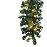 HI Tannengirlande aussen 270 cm - Grüne Girlande mit Lichterkette (40x LED), weihnachtliche Girlande mit Licht als Weihnachtsdek