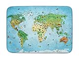 House Of Kids 86033-E3 - Playmat Ultra Soft Carte Du Monde, 130 x 180