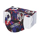 Hanomes 50 Stück Mundschutz Kinder Einweg 3-lagig mit Football Motiv Bunt Mund Nasenschutz Cartoon Druck Tücher Atmungsaktiv Mund-Tuch Bandana Halstuch Schals für Mädchen Jung