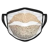 Gesichtsmaske mit goldfarbenen Lippen, für Erwachsene, schwarzer Rand, tragbarer Gesichtsschutz, Bandana, elastischer Rand, Sturmhaube für Herren/D