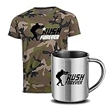 Stylx Design Set T-Shirt und Tasse, Edelstahl, Camouflage, Rush Forever für Airsoft, Jagd, Angeln, Krieger Gr. M, kak