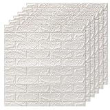 DTC GmbH 6 Stück 3d wandpaneele selbstklebend tapete Wandpapier Wasserfest Ziegelstein Wandtattoo (77 x 70 cm Weiß)