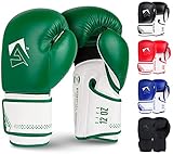 AQF Boxhandschuhe Für Boxen Und Box Training Box Handschuhe MMA, UFC Boxing Gloves Kickboxen Punching Sparring Boxsack Sandsack Muay Thai (Grün, 12oz)