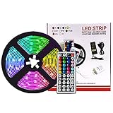 LED-Band-Leuchten 16.4ft, Musik-Sync-Farbwechsel RGB-LED-Streifen mit 24-Tasten-Fernbedienung, Bluetooth-App-gesteuerte LED-Leuchten, 5050 RGB-LED-Lichtleiste, S