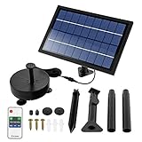 Forever Speed Solar Teichpumpe Kit Solar Springbrunnen Pumpe 8W Solar Wasserpumpe für Garten, Fisch-Behälter, Kleiner Teich, Garten Springbrunnen Mit Fernbedienung LED-Licht Batterie 0.6M 200 L/H