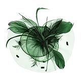 RUIXIB Damen Fascinator Feder Blumen Haar Clip Haar Kopfschmuck Accessoire Hüte Netz Mütze Schleier Tea Party Hochzeitskirche Kopfbedeckung Haarschmuck für F