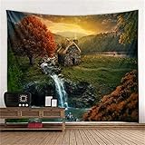 YYRAIN Nordic Wald Wandteppich Landschaft Landschaft Hängendes Tuch Kinderzimmer Wandaufkleber Wohnzimmer Schlafzimmer Dekoration Tuch Geschenk Wandteppiche 180x180cm G