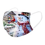 Tomatoa 10 Stück Weihnachten Einmal-Mundschutz, Erwachsene, Staubs-chutz Atmungsaktive Drucken Mundbedeckung, Bandana Face-Mouth Cover S