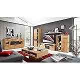 Lomadox Wohnzimmer Wohnwand Set Wildeiche massiv inkl. Sideboard und Couchtisch, B/H/T ca. 330/199/48