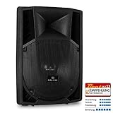 Malone PP-2215A - Peak Edition PA-Aktivbox mit 750 W RMS Leistung, 1500 Watt Peak-Leistung, 2-Wege-PA-Lautsprecherbox, robustes ABS-Gehäuse, 38 cm (15'')-Subwoofer, Mikrofon-Eingänge, schw