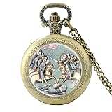 The Crusaders Kreuzritt Muster Vintage Quarz Taschenuhr Herren Damen Klassische Anhänger Halskette S