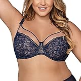 AVA 1396 Soft BH Damen Unterwäsche Gemustert Seitenstäbchen Regulierbar Setteil, Dunkelblau,70D