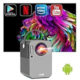 WiFi Beamer Android 9.0 - Artlii Play Bluetooth Beamer Handy Mini Beamer unterstützt AC-3 Audio und 1080P Projektor 2G+16G mit Netflix, Prime Video, HBO, Disney+ mit ± 45°4D Trapezkorrek