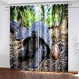 JJBWZX Vorhänge Blickdicht Gardinen Schlafzimmer Mit Ösen, Verdunkelungsvorhang Wohnzimmer 3D Modetiere Druck Muster Kinderzimmer Fensterdekoration 2 Stücke 235X230