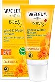 WELEDA Bio Baby Calendula Wind und Wetter Balsam, Naturkosmetik Gesichtscreme und Handcreme für den Schutz von trockener Haut vor rauer Witterung und Kälte (1 x 30 ml)