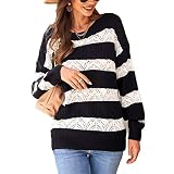 Herbst Und Winter Casual Fashion Damen Rundhals Gestreifte NäHte Gestrickte Hohl Langarm Lose Strickpullover Pullover Top D