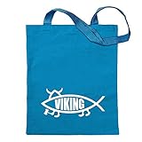 Kiwistar Viking Fisch Tragetasche Baumwolltasche Stoffbeutel Umhängetasche Langer Henk