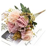 WANGJBH Trockenblumen 1 Bündel 7 Gabeln Rose Chrysantheme Blumenstrauß Dekoration Zubehör DIY Hochzeit Künstliche Blumen Esstisch Zimmerpflanzen Künstliche Blume (Color : 2)