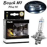 2x Bosch H7 55W 12V 1987301075 hell Weiß +90% mehr Licht Ersatz Halogen Birne für Scheinwerfer, Fernlicht, Abblendlicht, Nebelleuchte vorne - E-geprü