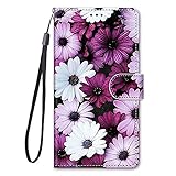 Miagon Full Body Flip PU Leder Schutzhülle für iPhone 13 Pro Max,Bunt Muster Hülle Brieftasche Case Cover Ständer mit Kartenfächer,Lila B
