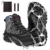 Steigeisen für Bergschuhe, Ice Klampen Steigeisen, Schneekette, Grödel und Spikes für Klettern Bergsteigen Trekking High Altitude Winter Outdoor (XL, Schwarz)