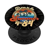 Born In The Summer of '84 Vintage Sunset Beach, Born in 1984 PopSockets mit austauschbarem PopGrip