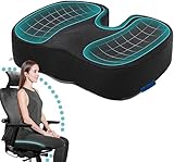 Sitzkissen - aus Memory Foam mit Gel, Ergonomisches Sitzkissen für Bürostuhl & Wirkt Schmerzreduzierend, Erhöht Sitzkomfort, Bürostuhl Lendenwirbelstützk