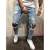 Designer Slim Fit Zerrissene Jeans Hose Herren Hi-Street Herren Distressed Denim Jogger Knielöcher Gewaschen Zerstörte Jeanshose L B