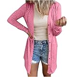 Strickjacke Damen Cardigan Lang Elegant Mantel Langarm Bluse Pullover Solide Open Offen Jacke Longs Shirt Mantel Oberbekleidung Top Sweatshirt Lose Einfarbig Cardigan Strick jacken für F