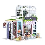 Hztyyier DIY Puppenhaus, Hands Craft DIY Miniatur Puppenhaus Kit Schönes Blumenladen Gartenhaus für Weihnachten Geburtstagsgeschenk