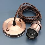 E27 Lampenfassung Kupfer Vintage Edison Pendelleuchte Retro Lampenhalter Antike Halter Lampe Pendelleuchte Kit Zubehör mit 2 Meter Kabel (Rose Bronze)