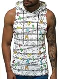 OZONEE Herren Tank Top Tanktop Kapuze Tankshirt Ärmellos Bodybuilding Shirt Unterhemd T-Shirt Tshirt Tee Muskelshirt Achselshirt Trägershirt Ärmellose Training O/BL312Z Weiß XL