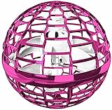 PETSBURG Flying Ball Toys. Flying Orb Ball Toys. Globe Shape Magic Controller Mini Drone Flying Toy. UFO Spinning Soaring Hover Ball with LED Lights, (Pink)